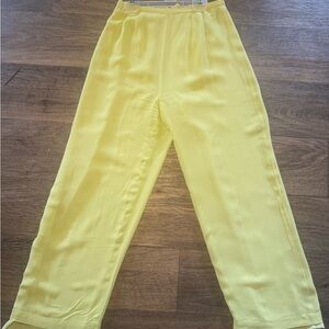 Sunny Yellow Wide Leg Pants Pleated Waist